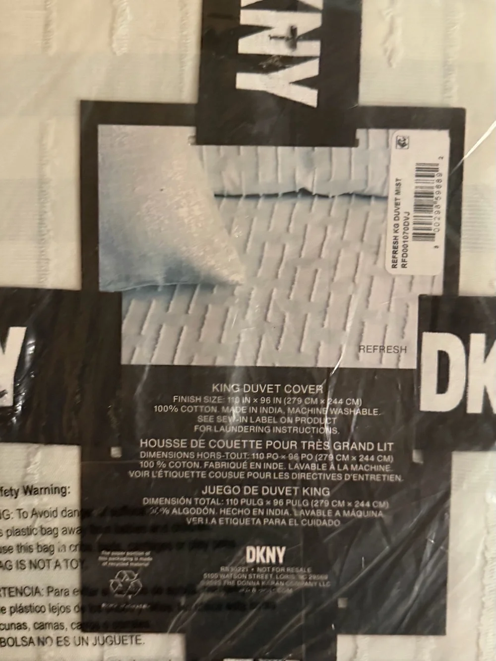 DKNY Mist Textured King Duvet Cover